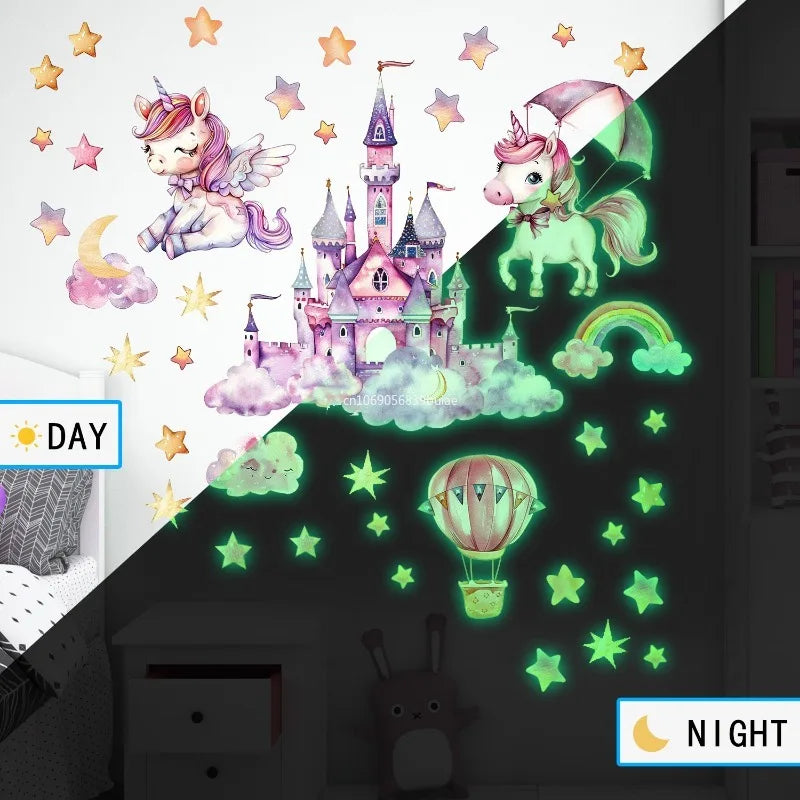 Unicorn Stars Luminous Wall Sticker Baby Kids Room Decoration Decals Bedroom Background Decor Glow in The Dark Wall Paper Decor Peaceful Pleasures Health and Wellness