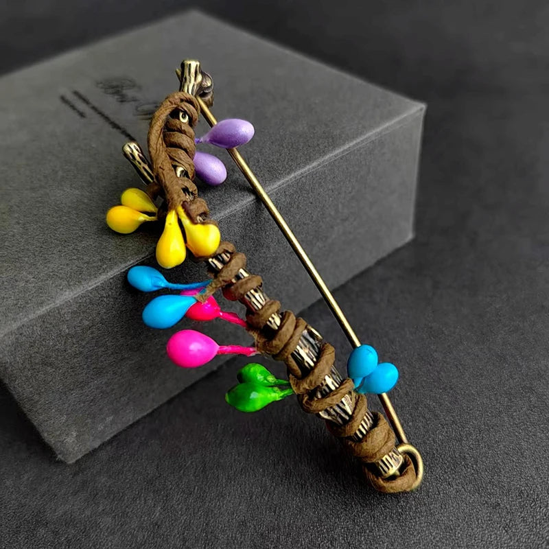Large Vintage Fruit Plant Brooch Pin for Sweater & Cardigan