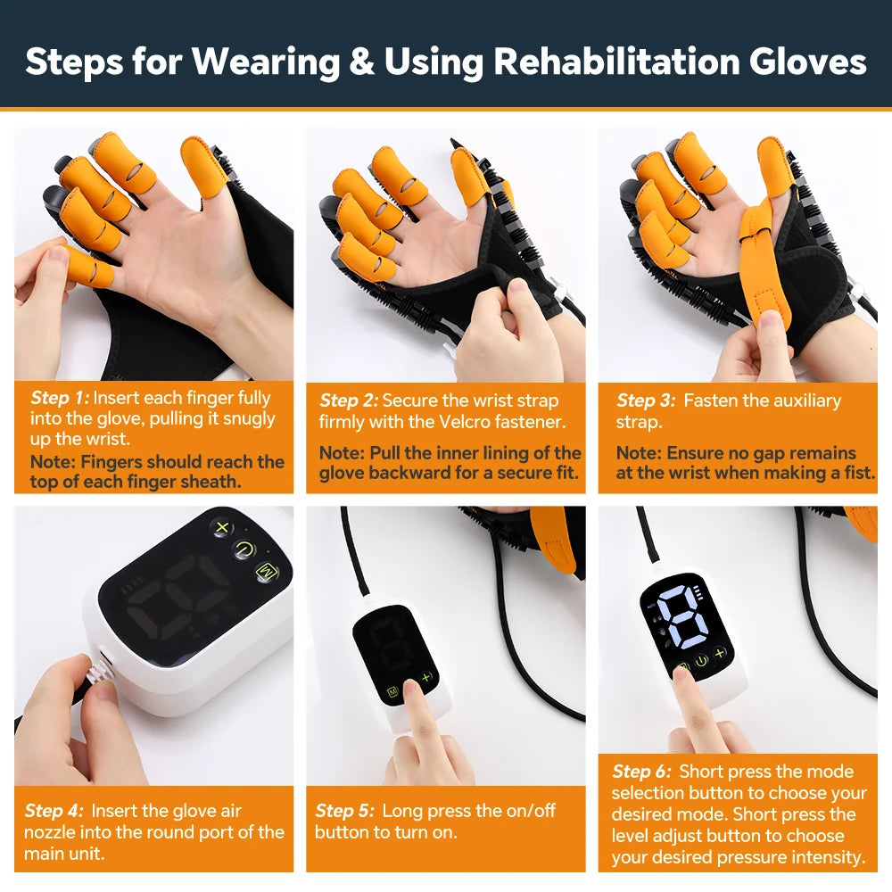 Rehabilitation Robot Glove Rechargeable Hand Therapy Glove for Stroke Recovery Finger Exerciser Device for Hemiplegia Home Use Peaceful Pleasures Health and Wellness