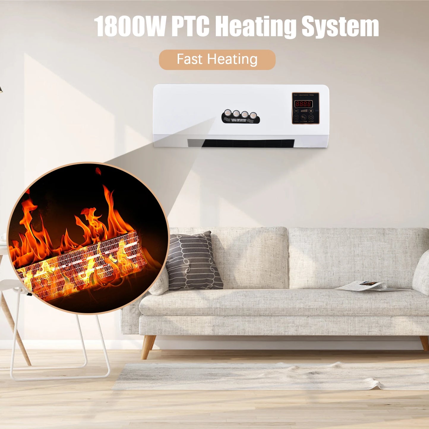 2-in-1 Wall Heater & Fan with Remote Control & 6Hr Timer