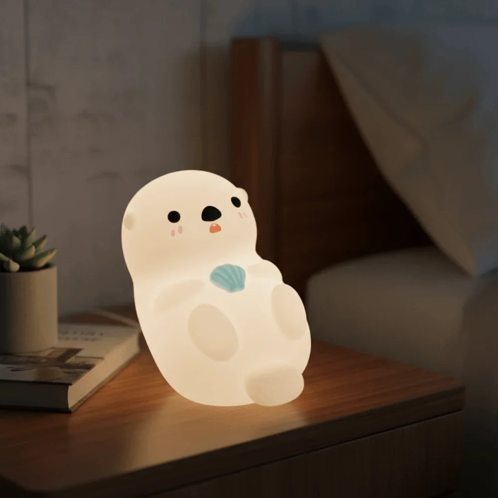 Cute Otter Night Light – USB Rechargeable Touch & Timer Lamp