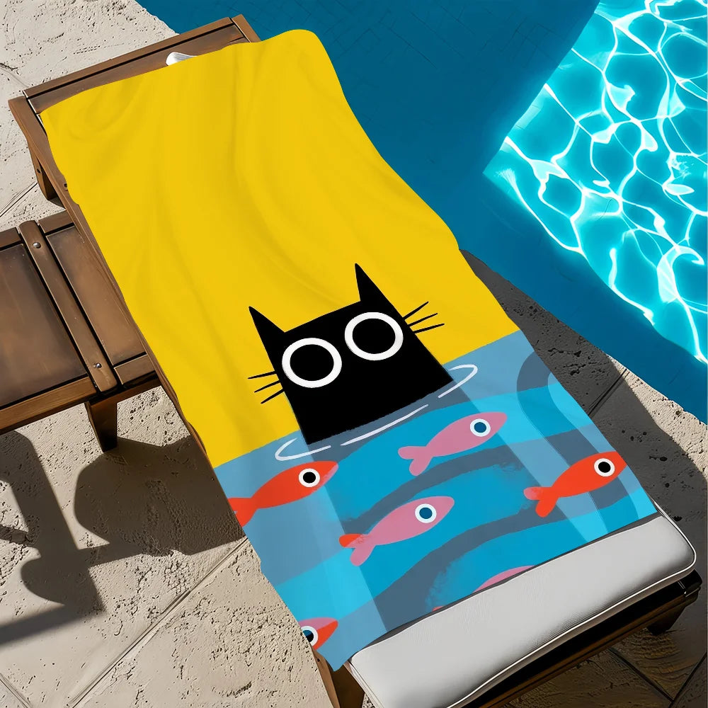 Cute Cat Art Beach Towel | Quick Dry Soft Pool & Travel Towel Quick Dry Beach Towel Peaceful Pleasures Health and Wellness z9 STJ40x70CM