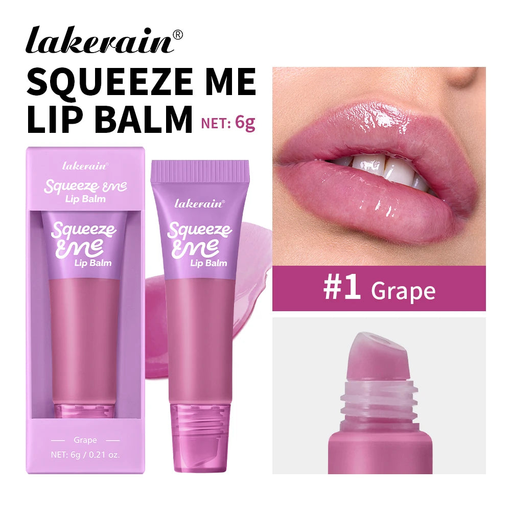 Lakerain Squeeze Lip Balm Long Lasting Deeply Nourishes Relieves Tightness Daily Care Hydrating Shine Lip Tint Makeup Peaceful Pleasures Health and Wellness Grape
