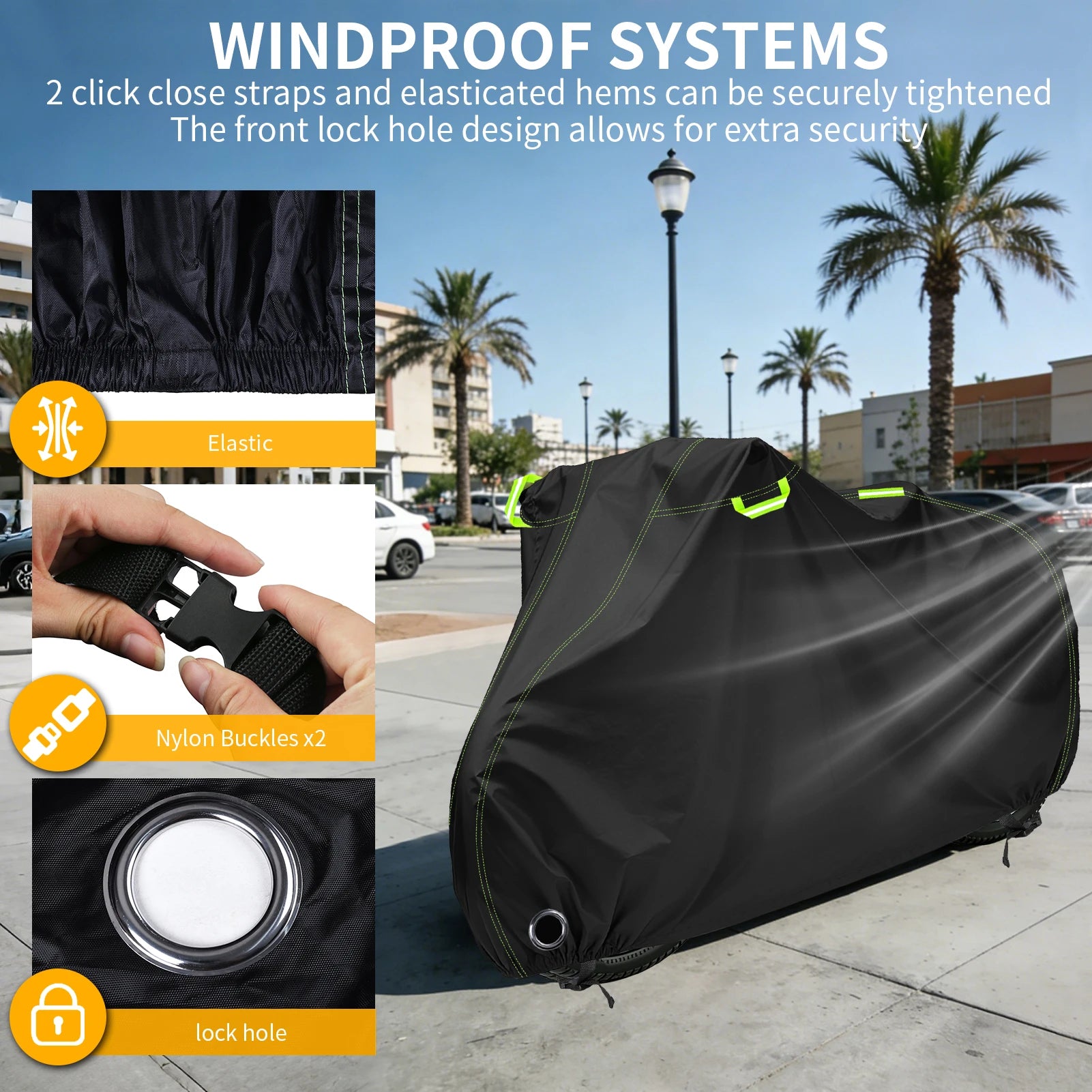 Bike Cover 210D Oxford Outdoor Storage Waterproof Anti-UV Bicycle Cover Tarpaulin with Storage Bag for 1-3 Bikes Rain Protection Peaceful Pleasures Health and Wellness