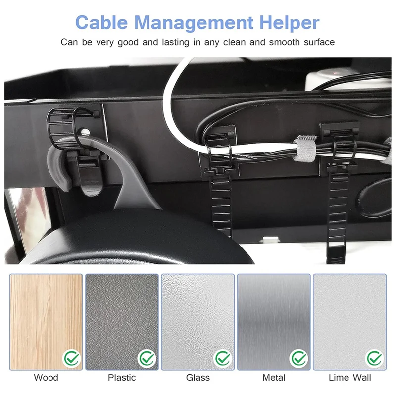 100-Pack Self-Adhesive Nylon Cable Clips | Wire Organizer