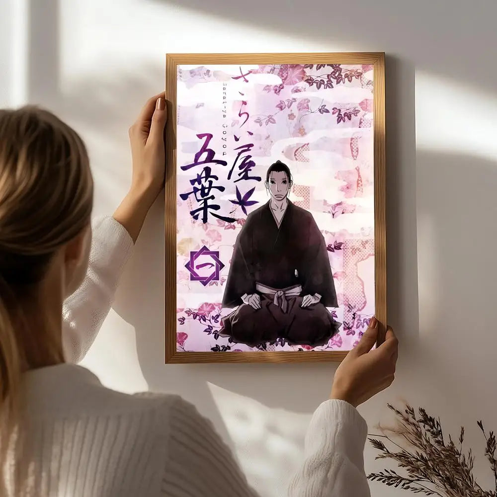 Anime H-House of Five Leaves Poster HD Self Adhesive Waterproof Wall Art Ideal for Home Office Dorm Bedroom Great Gift Peaceful Pleasures Health and Wellness White2 15X20cmNoframe