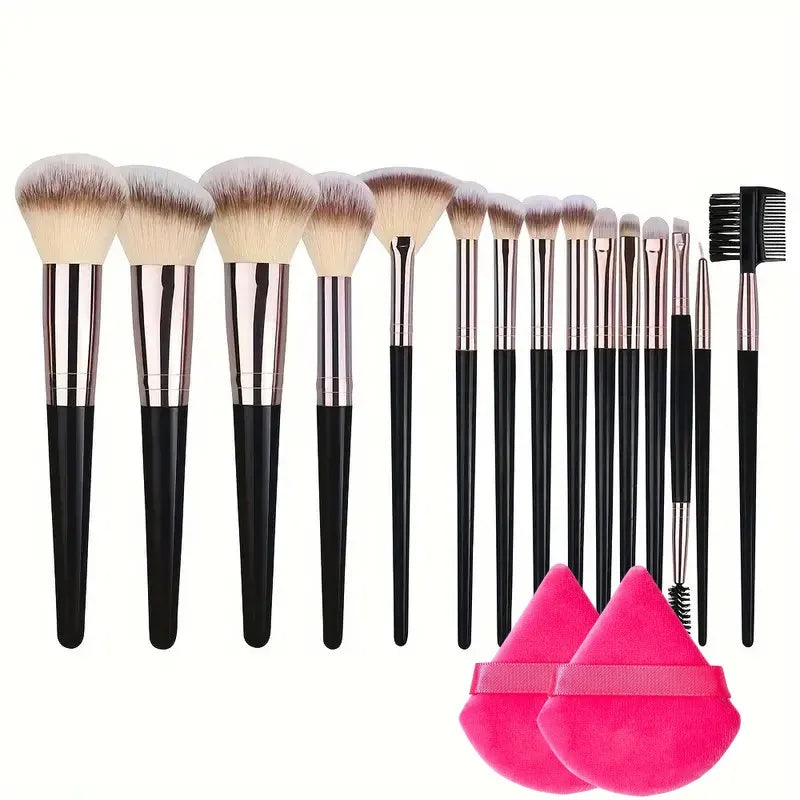 RUNTOIN Black Makeup Brush Set 3-20Pc | Kabuki Blending Brushes