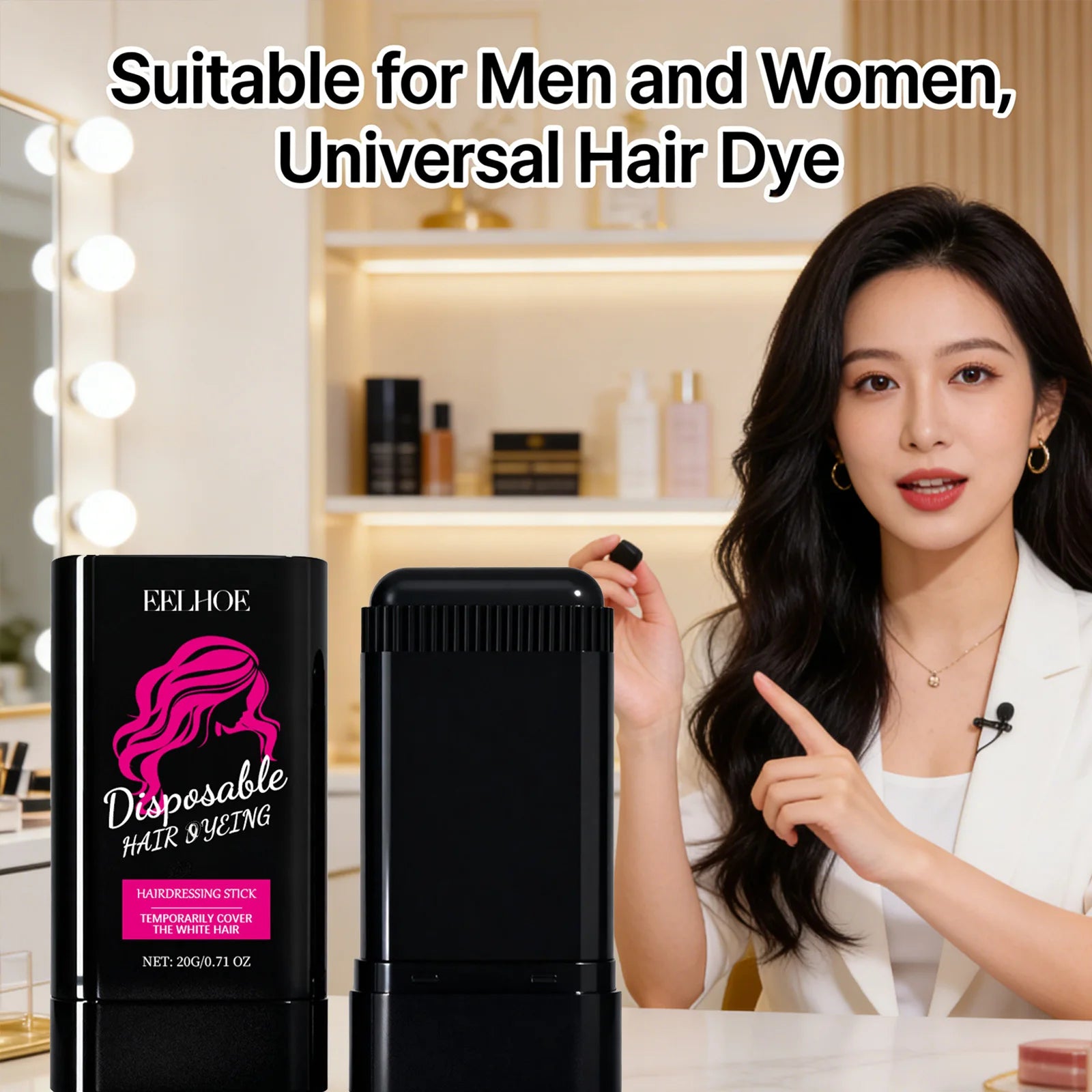 Eelhoe Temporary Black Hair Dye Stick – Grey Root Cover 20g Temporary Hair Dye Stick Peaceful Pleasures Health and Wellness