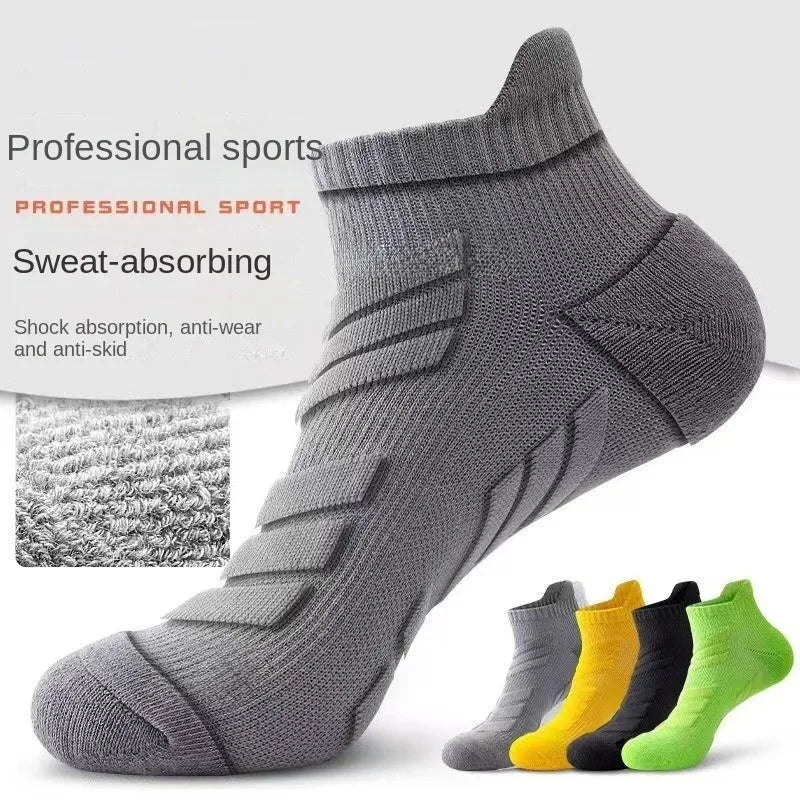 5 Pairs Men's Outdoor Ankle Socks, Shock-Absorbing And Anti Slip Sports Socks, Sweat Absorbing And Breathable Towel Bottom Socks Peaceful Pleasures Health and Wellness