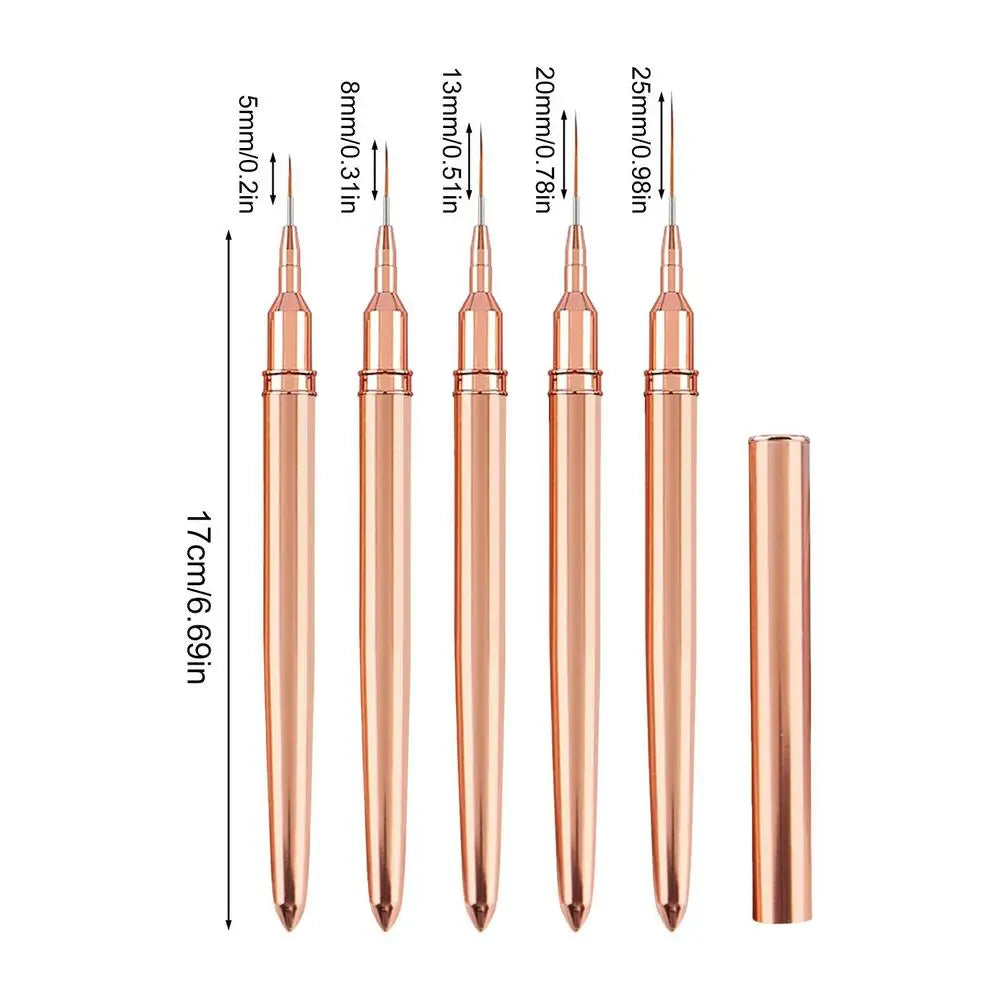 5-Piece Nail Art Liner Brush Set | Striping & Detail Brushes