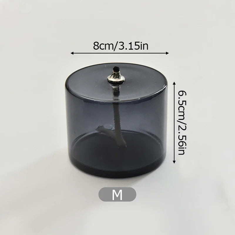 Creative Colorful Handcrafted Glass Candlestick Oil Lamp European Decorative Home Ornament Fashionable Home Decoration Practical Peaceful Pleasures Health and Wellness Grey M