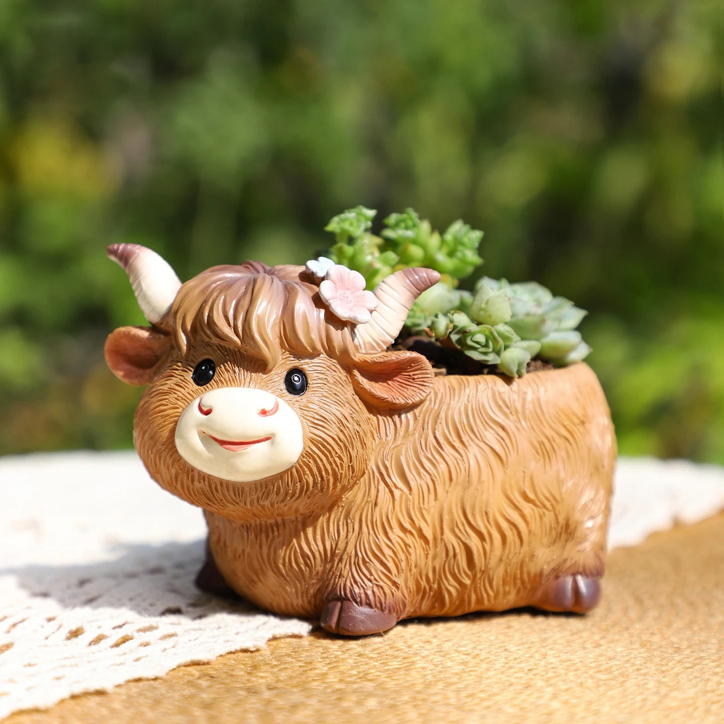 Highland Cow Resin Succulent Planter | Mini Cute Flower Pot