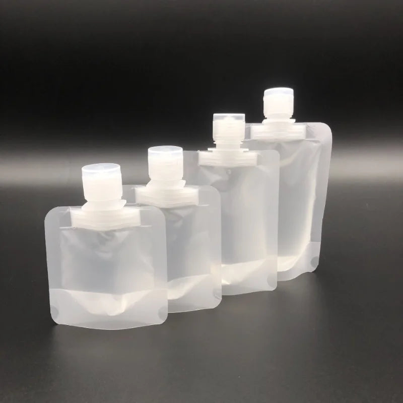 5 Pcs 30/50/100ml Clamshell Packaging Bag Stand Up Spout Pouch Plastic Hand Sanitizer Lotion Shampoo Makeup Fluid Bottles Travel Peaceful Pleasures Health and Wellness