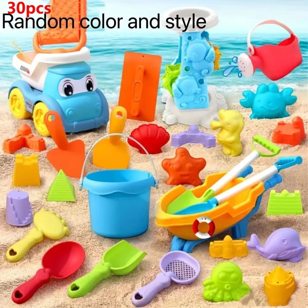 Kids Beach Sand Toys Set – Bucket, Shovel, Rake & Dino Molds