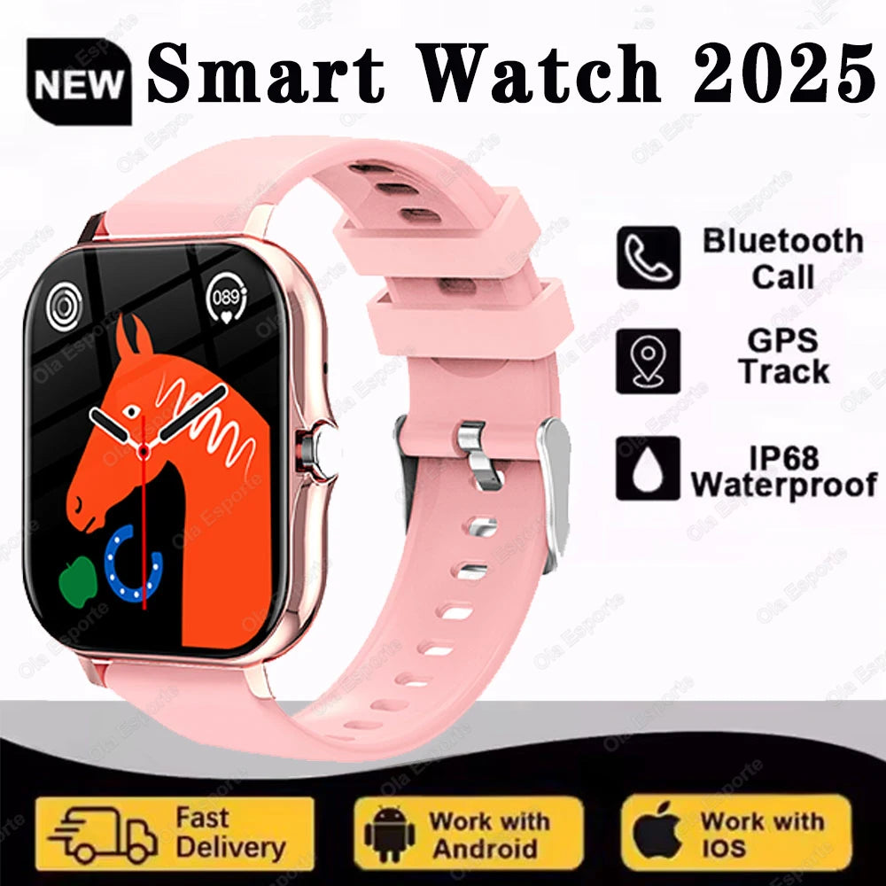 2.01'' Waterproof Smart Watch with Message Answer Call Sleep Monitoring Sports Pedometer Information Alerts For iPhone Android Peaceful Pleasures Health and Wellness Pink