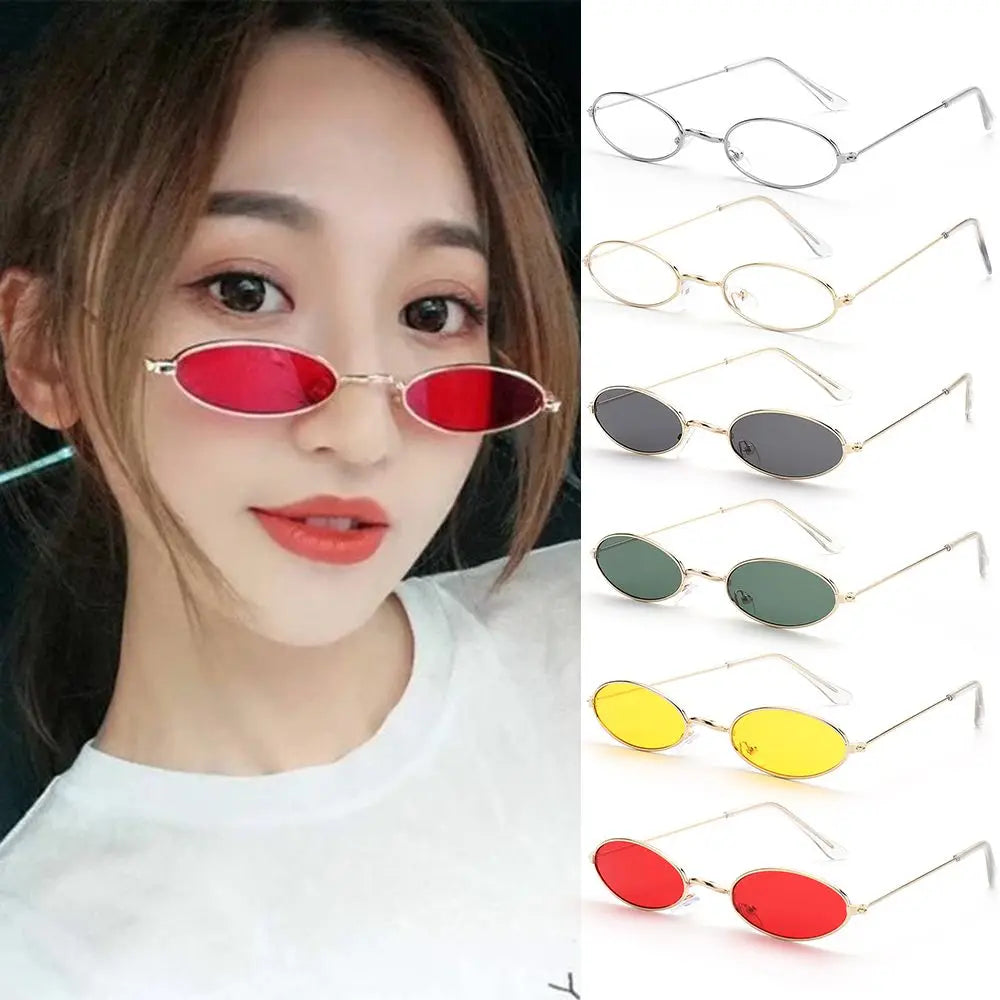 Retro Oval Sunglasses UV400 Vintage Unisex Alloy Frame