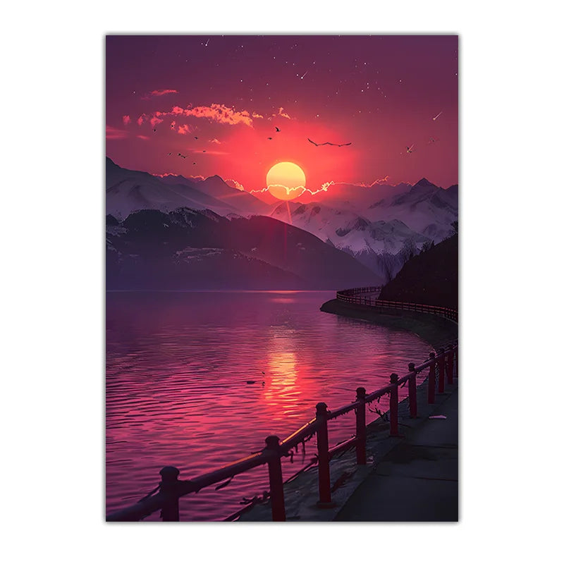 Fantasy Landscape Canvas Wall Art – Modern Poster Print Décor Canvas Wall Art Peaceful Pleasures Health and Wellness 03 21X30cm No Frame China Mainland