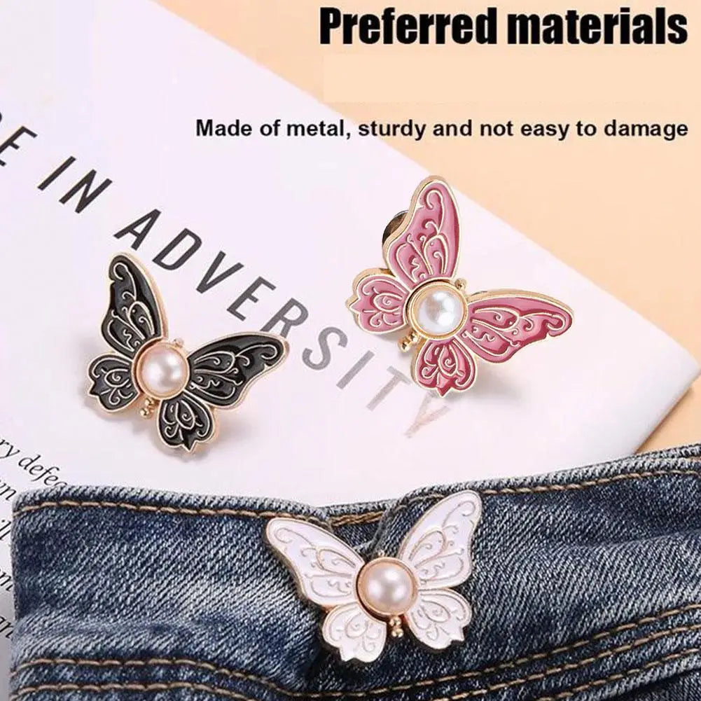Butterfly Jean Button Pin – Adjustable No-Sew Waist Buckle