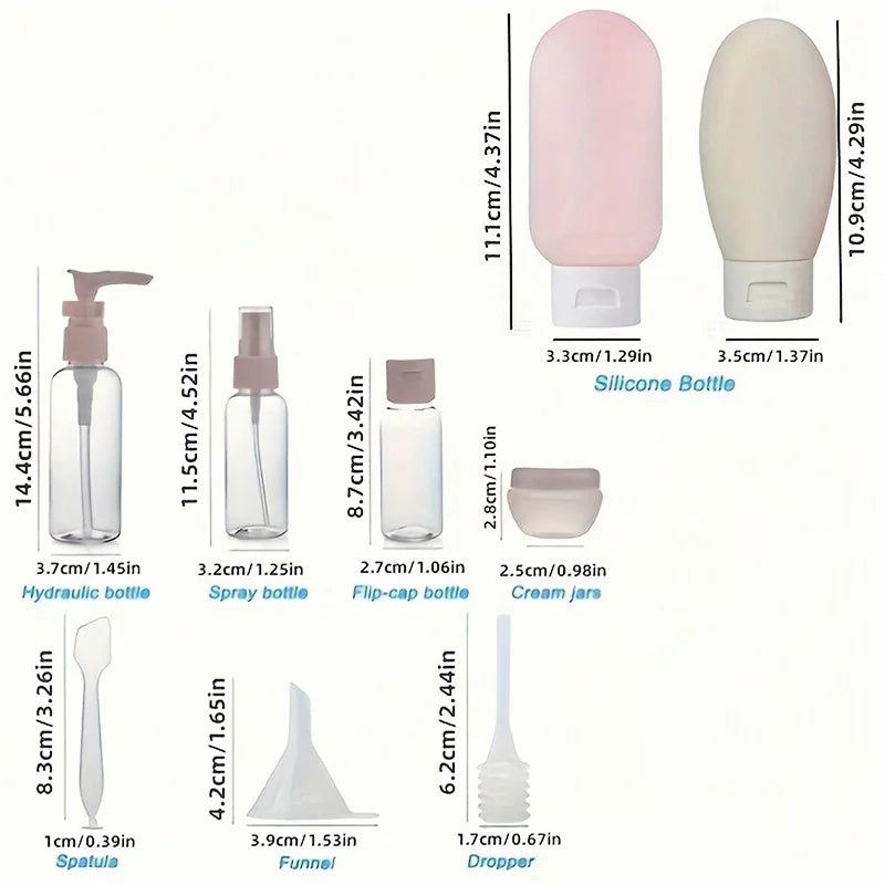 11-Piece Refillable Travel Bottles Set – TSA-Approved Mini Containers