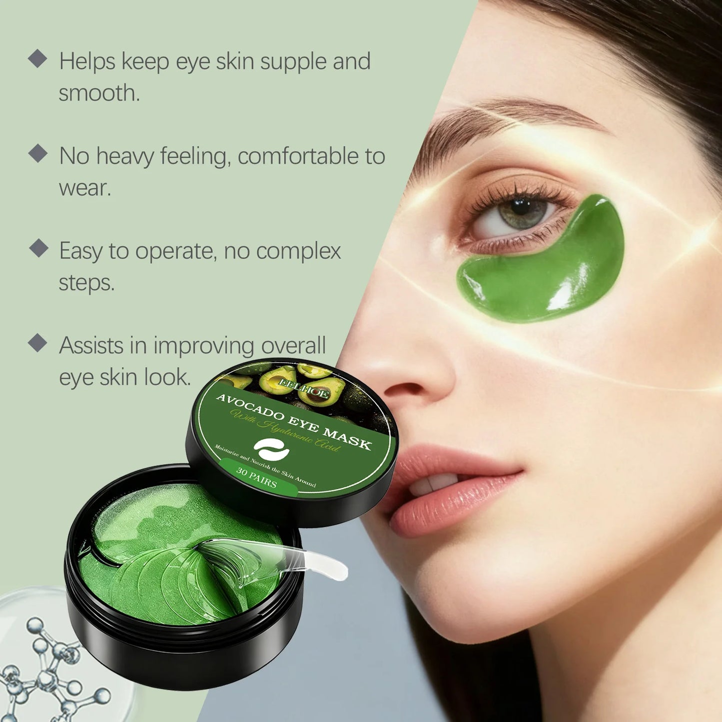 Hyaluronic Acid Under Eye Patches – Dark Circles, 30 Pairs Peaceful Pleasures Health and Wellness