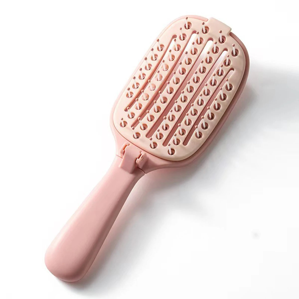 Fold Volumizing Hair Brush With Inbuilt Cleaning Styling Massage Acupoint Hair Spring Bone Air Cushion Comb For Beauty Health Peaceful Pleasures Health and Wellness Pink