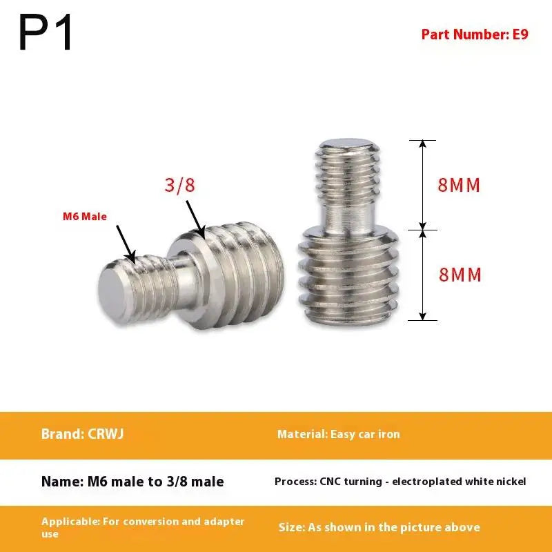 1/4" to 3/8" Male Tripod Screw Mount Adapter | Metal Camera