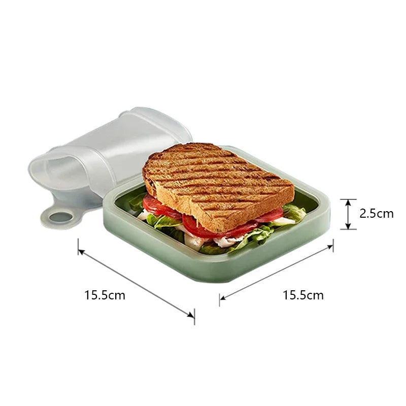 Silicone Sandwich & Toast Bento Box – Portable, Microwavable, Leakproof, Eco-Friendly Kids Lunch Box