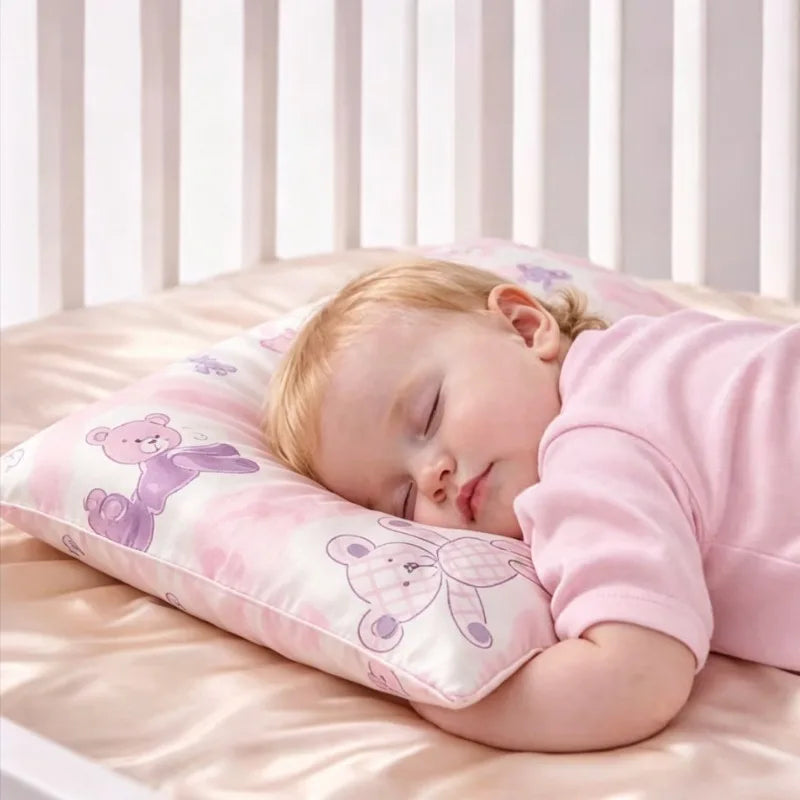 pink Little Bear 100% Pure Mulberry Silk Kids Pillowcase - Envelope closure 19 momme 6A Grade 30*50CM Peaceful Pleasures Health and Wellness