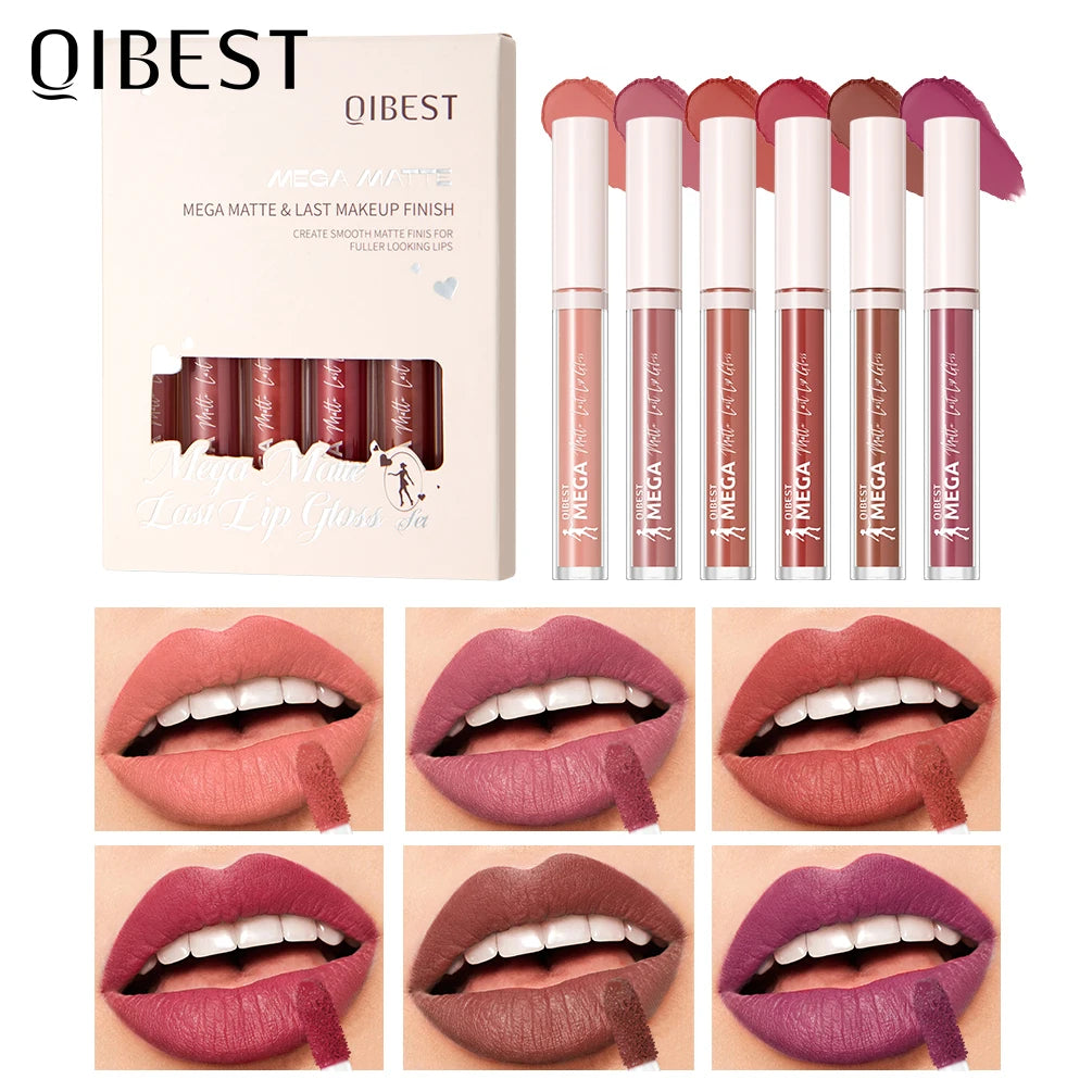 QIBEST Matte Liquid Lipstick Makeup Sets Waterproof Nude Purple Lip Tint Long Lasting Lip Glaze Red Lip Stain Cosmetics Kits Peaceful Pleasures Health and Wellness