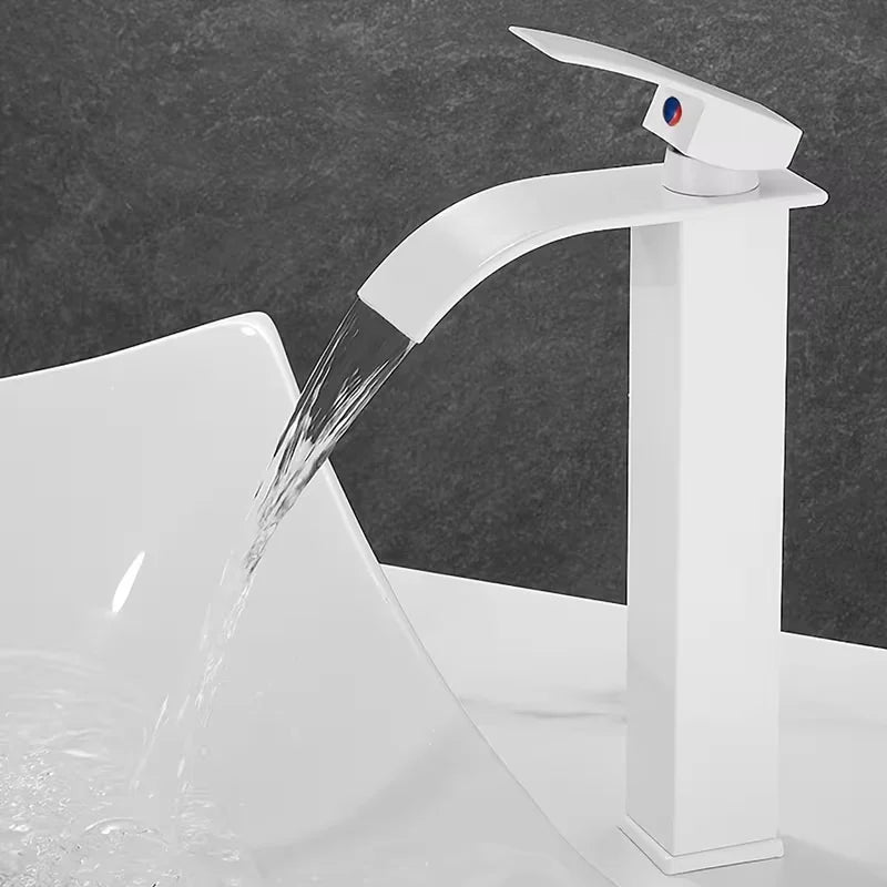 Pure White Waterfall Bathroom Basin Faucet | Single Handle