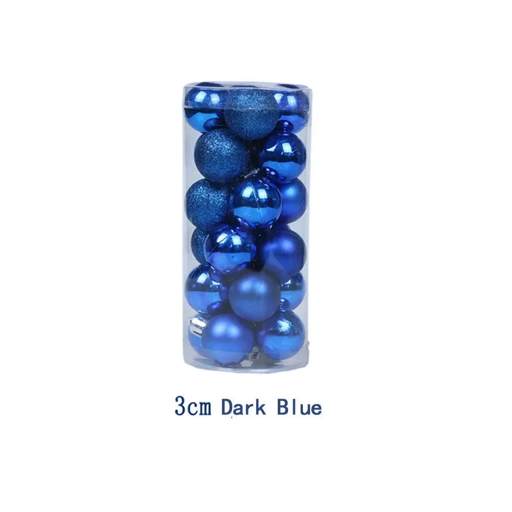 24-Pack 3cm Christmas Ball Ornaments – Shiny, Matte & Glitter