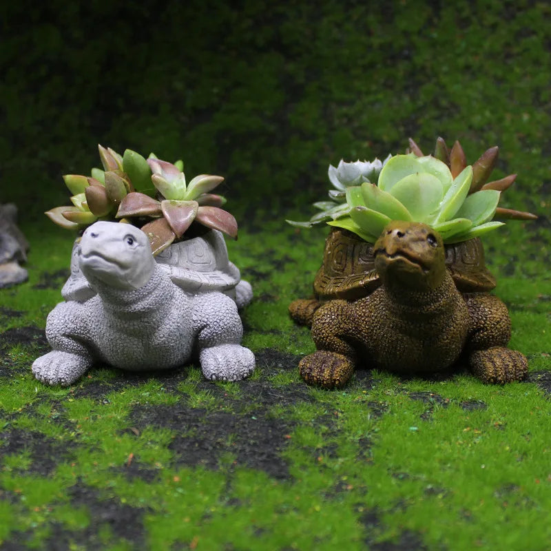 Cartoon Turtle Succulent Resin Planter | Micro Garden Pot