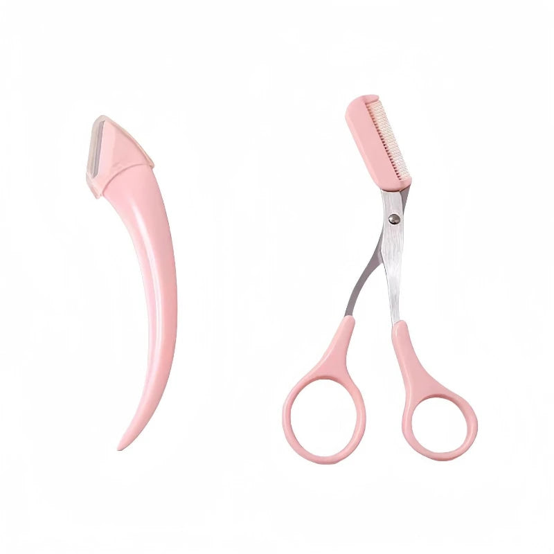Ladies Eyebrow Trimmer Set with Comb & Scissors | Safety Tool Eyebrow Trimmer Set Peaceful Pleasures Health and Wellness Pink