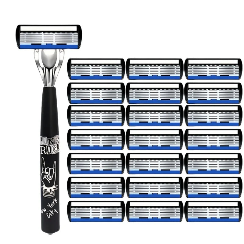 6-Blade Manual Safety Razor | Replaceable Head | Men & Women