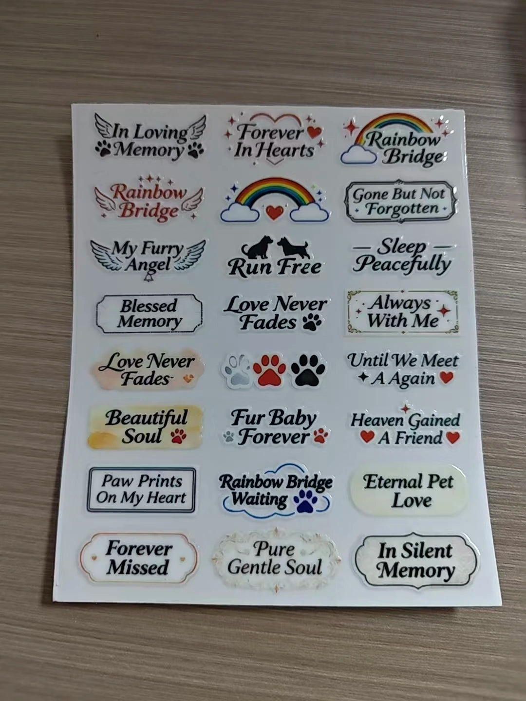 Pet Memorial UV Stickers – Paw Print Waterproof Decals for Urns