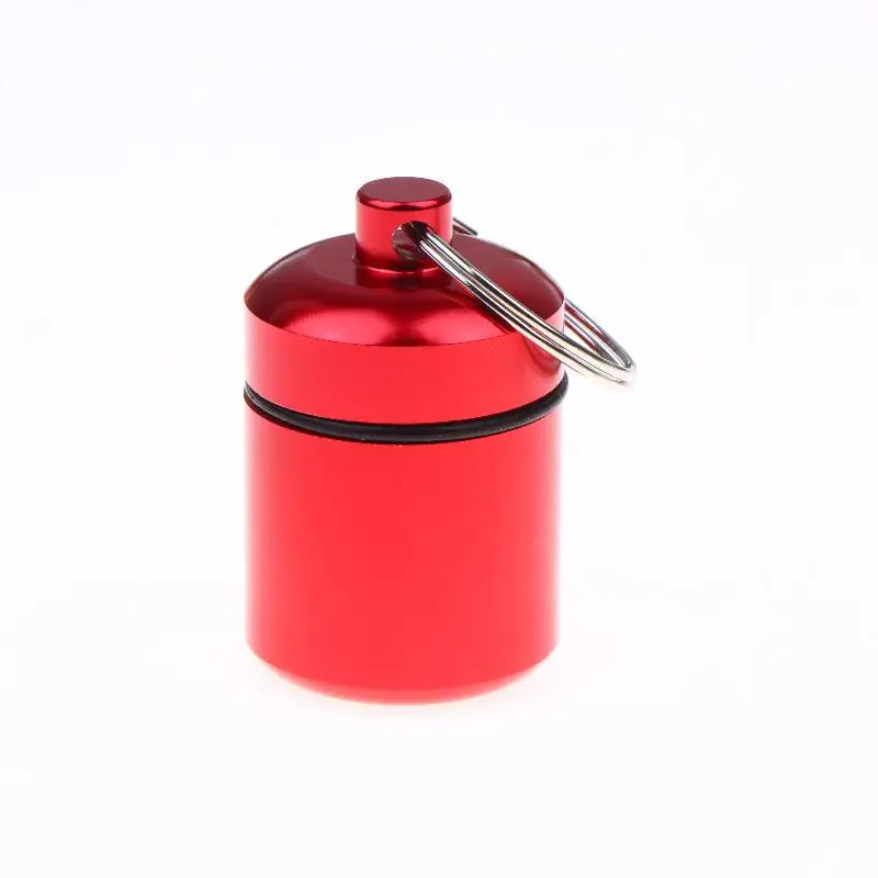 Aluminum Alloy Mini Pill Case Keychain Portable Waterproof Medicine Organizer for Hiking Travel Easy Carry Peaceful Pleasures Health and Wellness Red