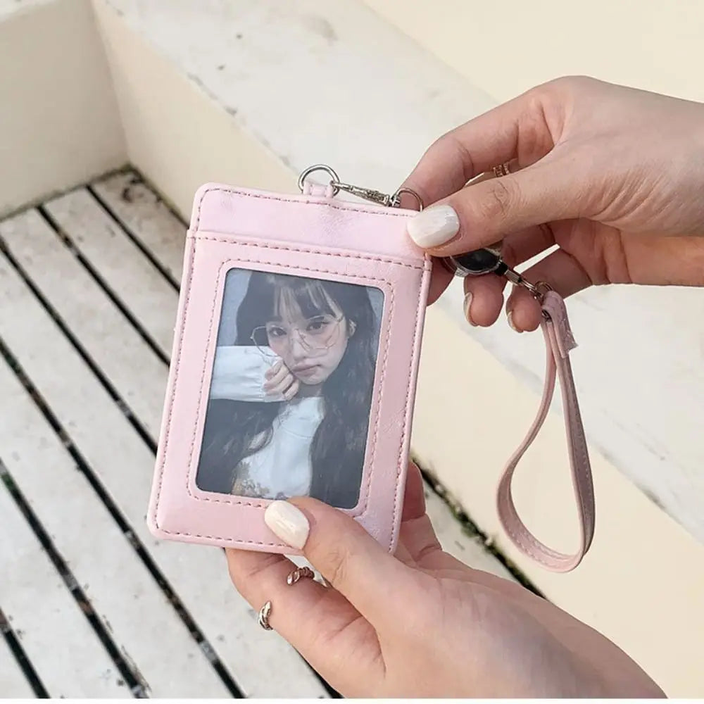 PU Leather Bow Leather Card Holder Bowknot Name Tag Work Card Cover Scalable Retractable Bus ID Holders Men Women Peaceful Pleasures Health and Wellness