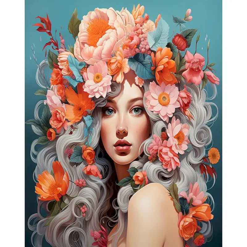 GATYZTORY Paint by Numbers Kit – Woman Flower Canvas 60×75cm
