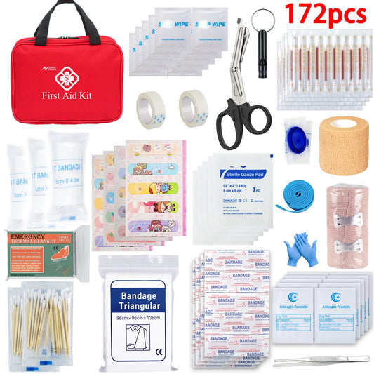 First Aid Kit 26-401 Piece All-Purpose Tactical Emergency Kit In The Car Military Acessories Survival Kits Camping Medical Bag Peaceful Pleasures Health and Wellness 172 pcs