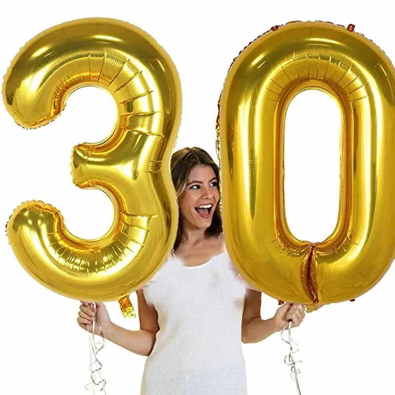 40" Giant Number Balloons – Birthday & Anniversary Gold/Silver