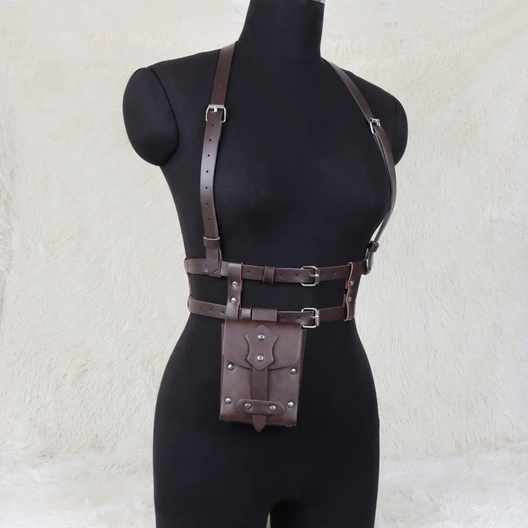 UYEE Punk Y2K Fashion Pu Leather Waist Belt Women Harness Bag