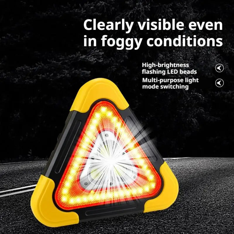 LED Emergency Triangle Warning Light | 4-Mode Portable Safety Lamp