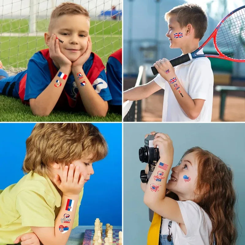 Waterproof Flag Tattoo Stickers – Brazil, USA & Germany Fans