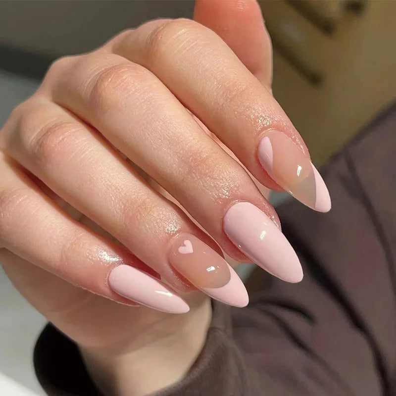 Valentine's Day Press On Nails | Short Oval Pink & Red 24pc