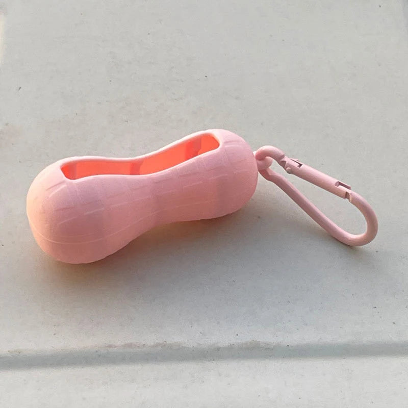 Bow Candy Peanut Shape Silicone Lipstick Cover Keychains Portable Solid Color Lipstick Storage Bag Light Weight Lip Balm Holder Peaceful Pleasures Health and Wellness B Pink