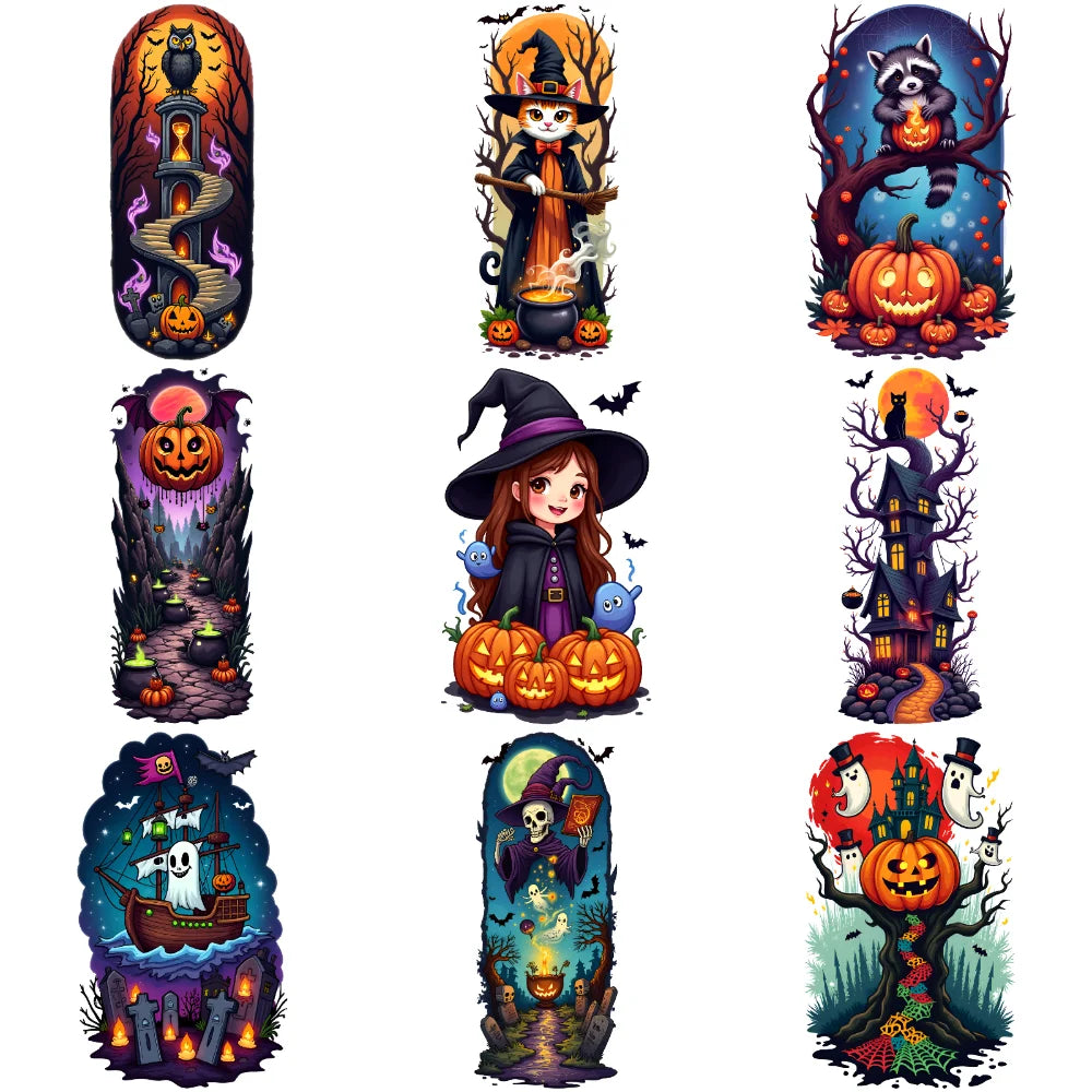 9-Piece Waterproof Temporary Tattoo Stickers – Ghost & Witch