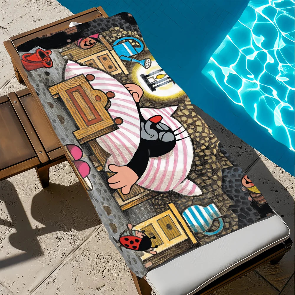 Little Mole Art Beach Towel | Quick Dry, Soft & Lightweight Quick Dry Beach Towel Peaceful Pleasures Health and Wellness z4 STJ150x180CM