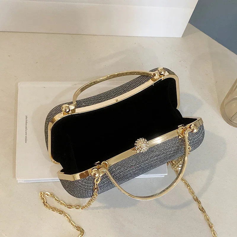 Gold Chain Clutch Shoulder Bag – Women's Evening Handbag