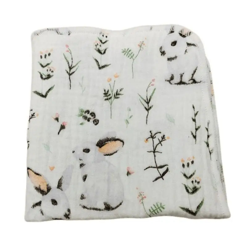 4-Layer Baby Cotton Burp Cloths | Cartoon Print Washcloths