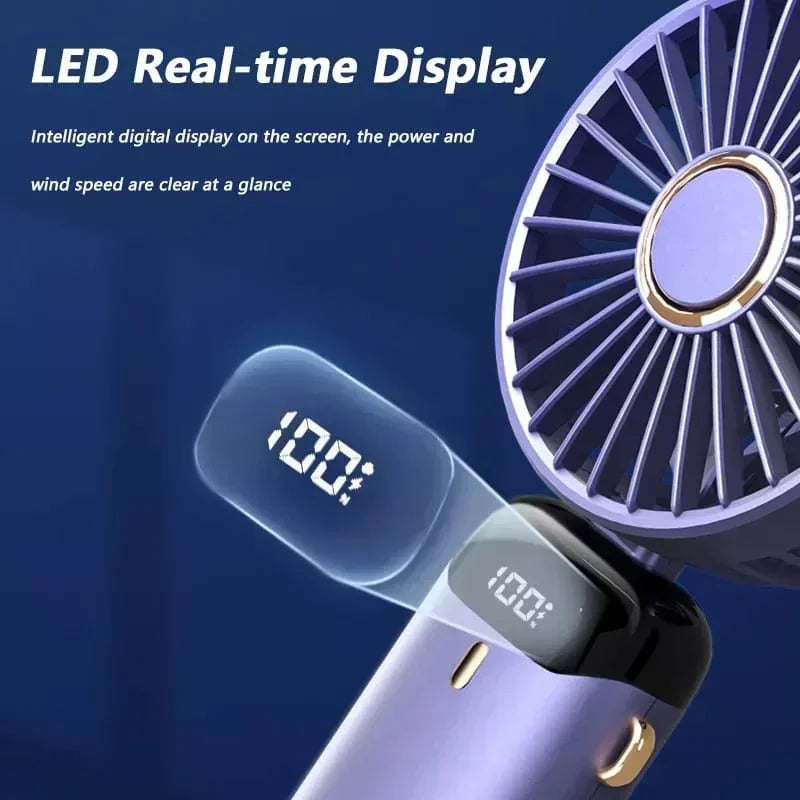 Portable Foldable Neck Fan 3000mAh – 5 Speed & LED Display